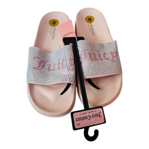 Juicy Couture Pink Rhinestone Slides Slippers Size 8 Women's